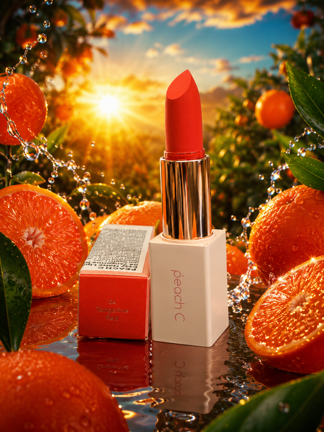 Peach C Beauty Easy Matte Lipstick - Tangerine Red
